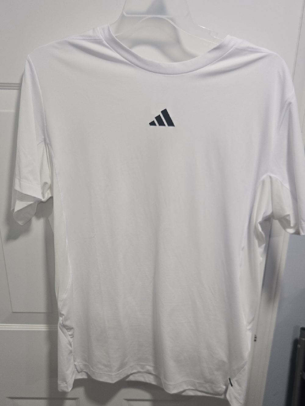 adidas White Short Sleeve Training Tee with Black Logo